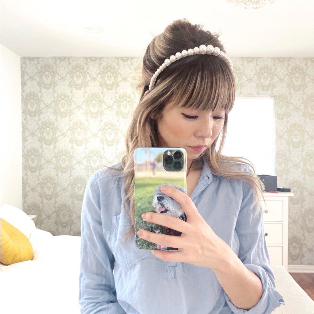 Pearl strand gold headband